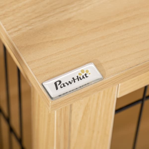 Hundebur Transportkasse I Tre Med Bordplate, Forhøyet Design, Naturlig, 81X58,5X76 Cm