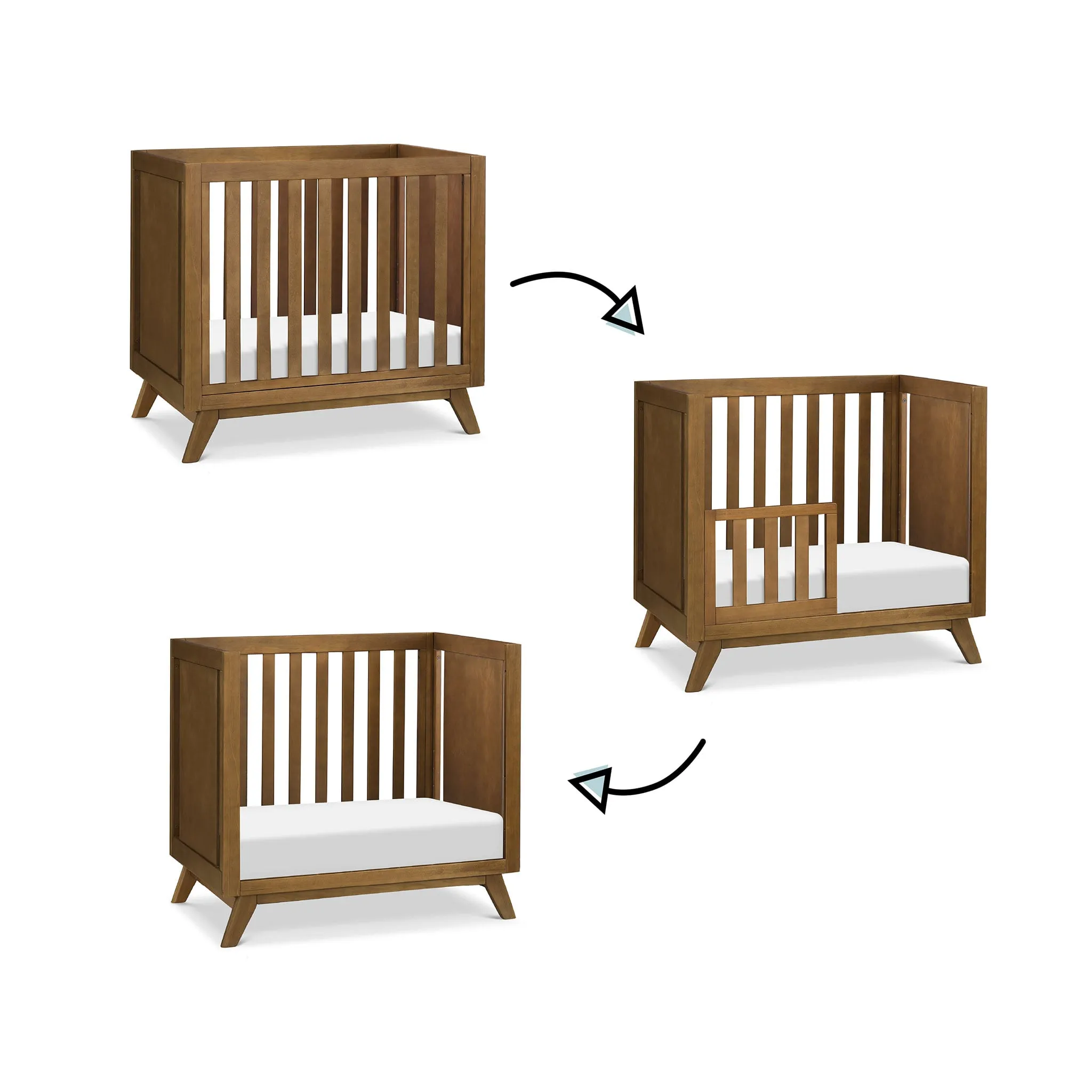DaVinci Mini Couchette Convertible Otto 3-en-1 (avec matelas de 4 inclus) - Noisette