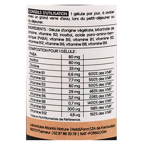 Complexo de Vitamina B Nat & Form para Fadiga - 30 cápsulas