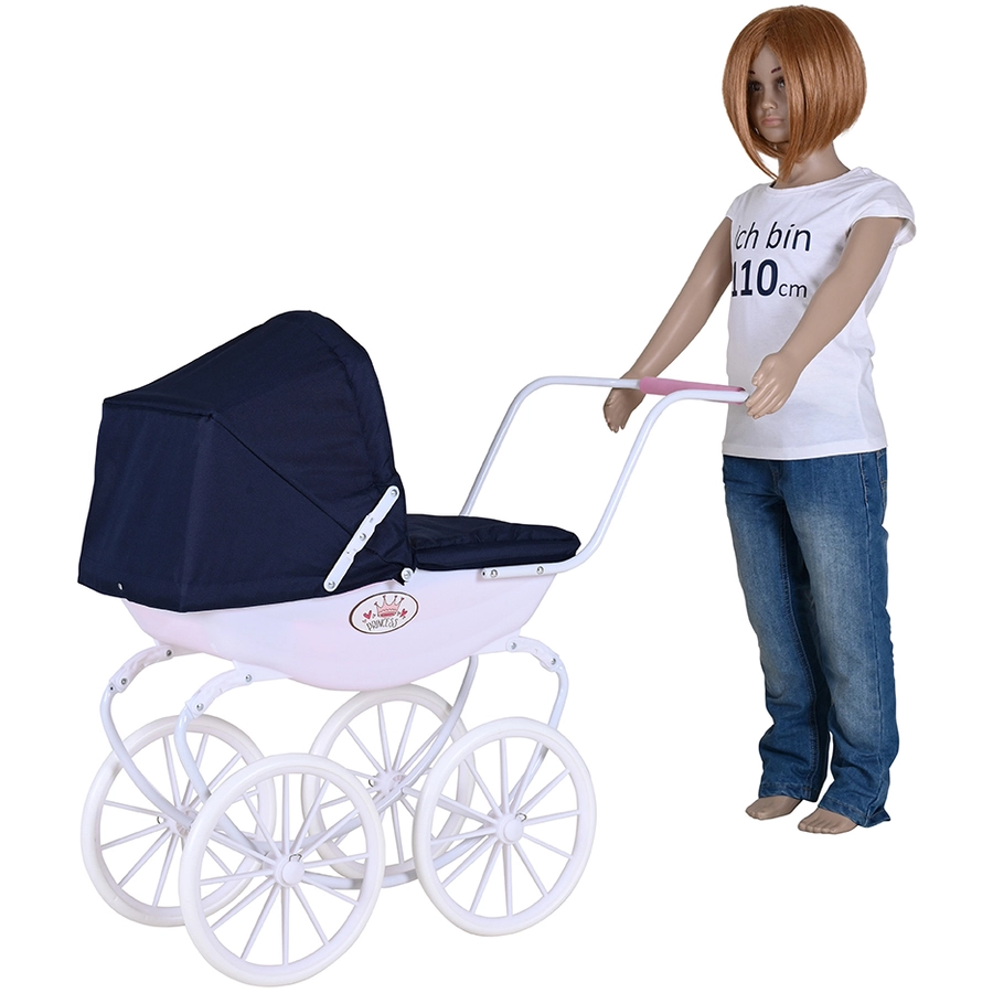knorr toys® Puppenwagen Classic pram - navy blueroseprincess blau