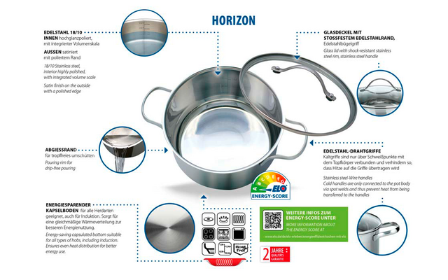 Elo Basic Horizon Topf und Pfannenset 10 teilig silber schwarz