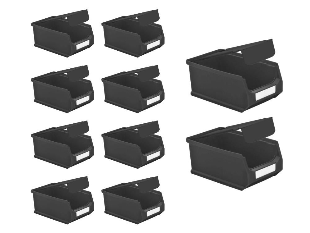PROREGAL Value Pack 10 x Geleidende opbergdoos 2.0 met deksel HxBxD 7,5 x 10 x 17,5 cm 0,8 liter ESD-opslagcontainer Opbergdoos