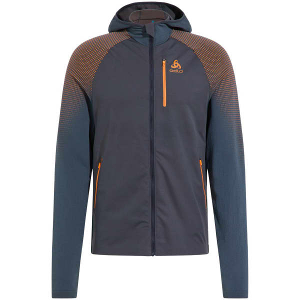 Veste polaire randonnée ODLO X-ALP PK WINDPROOF MID LAYER FULL ZIP INDIA INK/ORIOLE