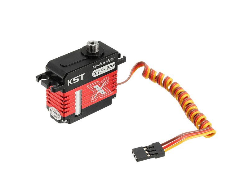 KST Mini Servo X15-908 V8.0 9.2 kg, 0.08 s, Digital HV 15 mm Miniservo mit doppelt kugelgelagertem Metallgetriebe und Softstart