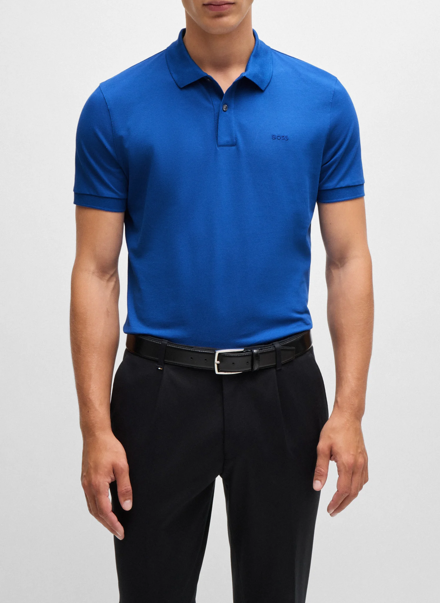 Polo regular-fit en coton bio| Bleu