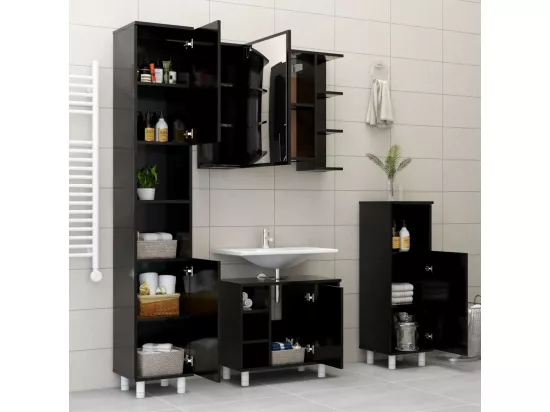 Armoire de salle de bain Noir 30x30x95 cm Aggloméré