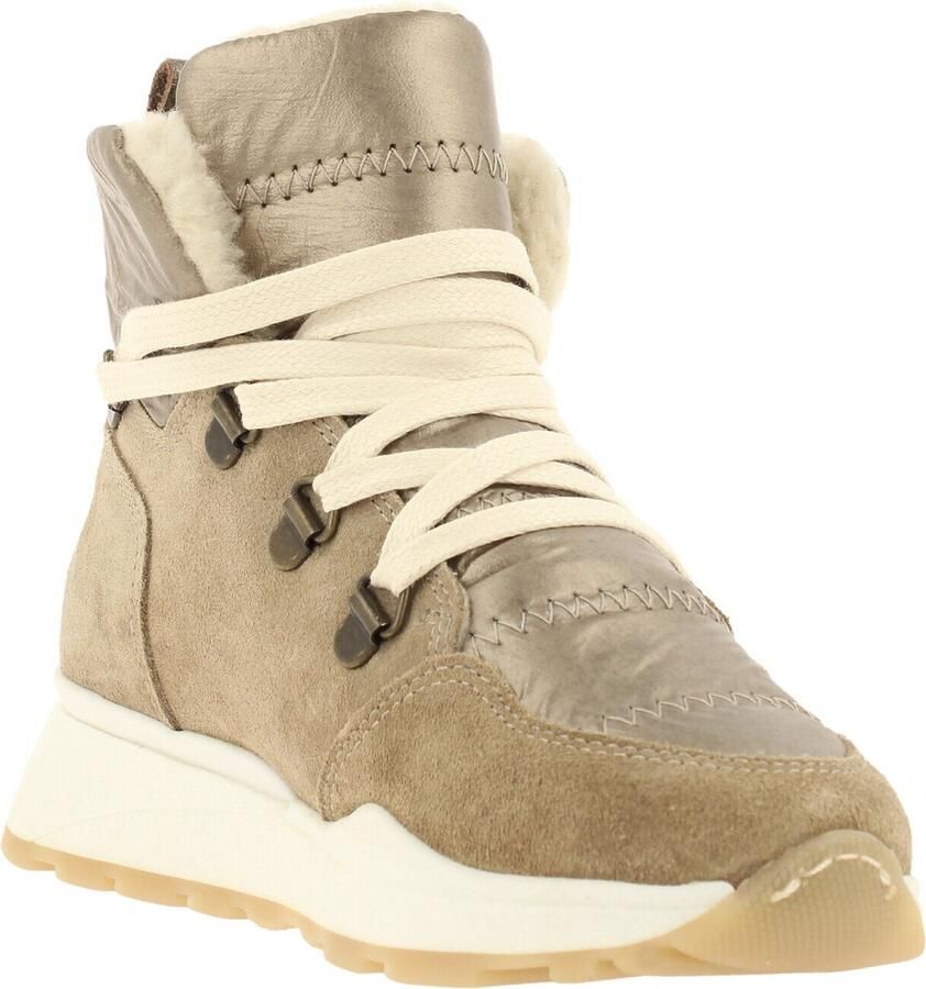 Bullboxer Beige Suède Enkelboots met Stijlvolle Details Beige