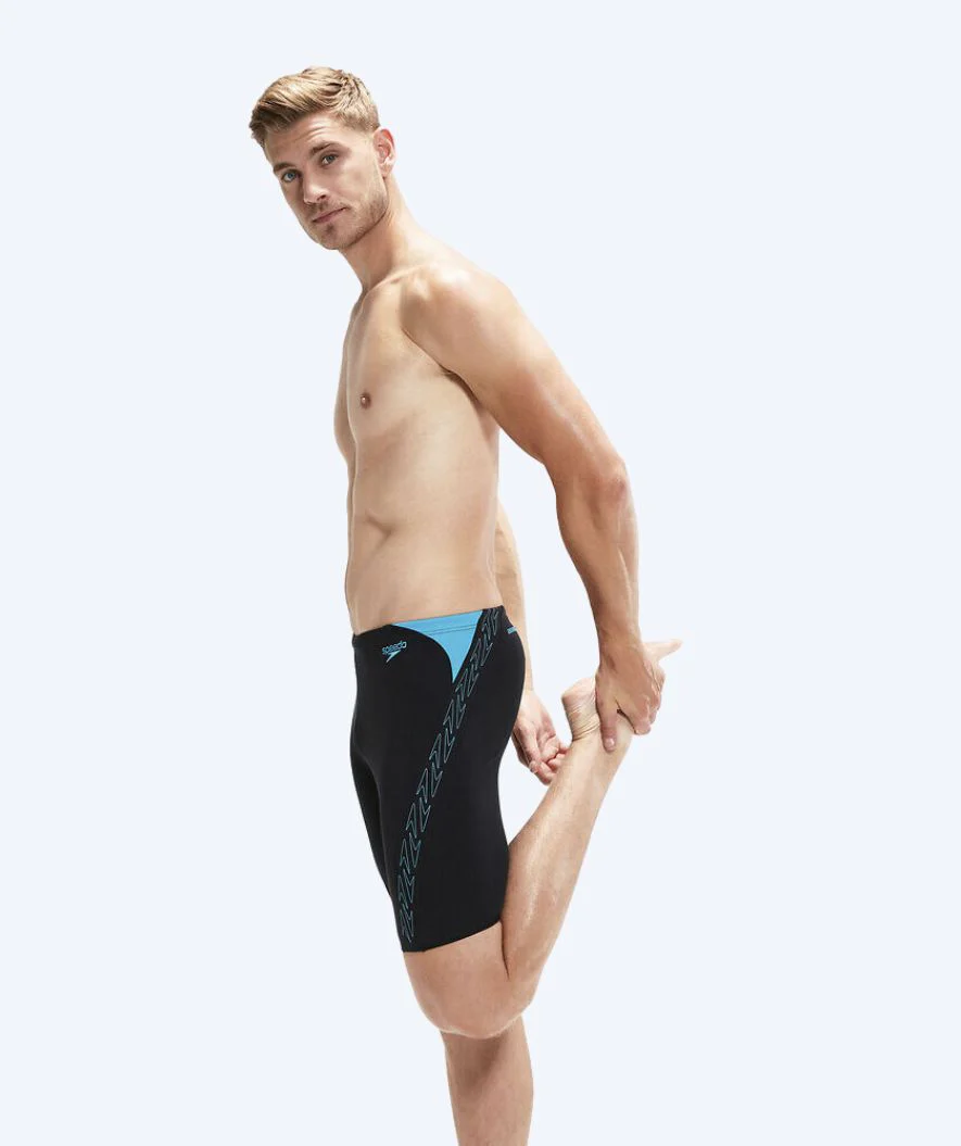 Speedo lange badebukser til mænd - Hyperboom Splice - Sort/blå