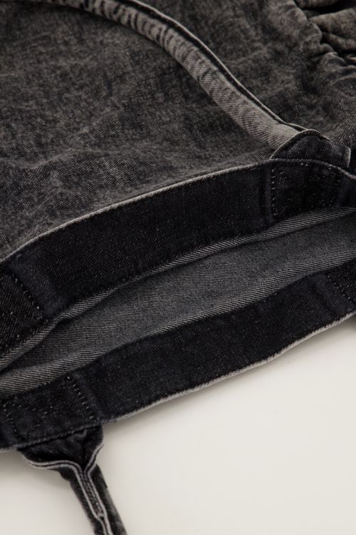 Grijze denim shopper met ruffles