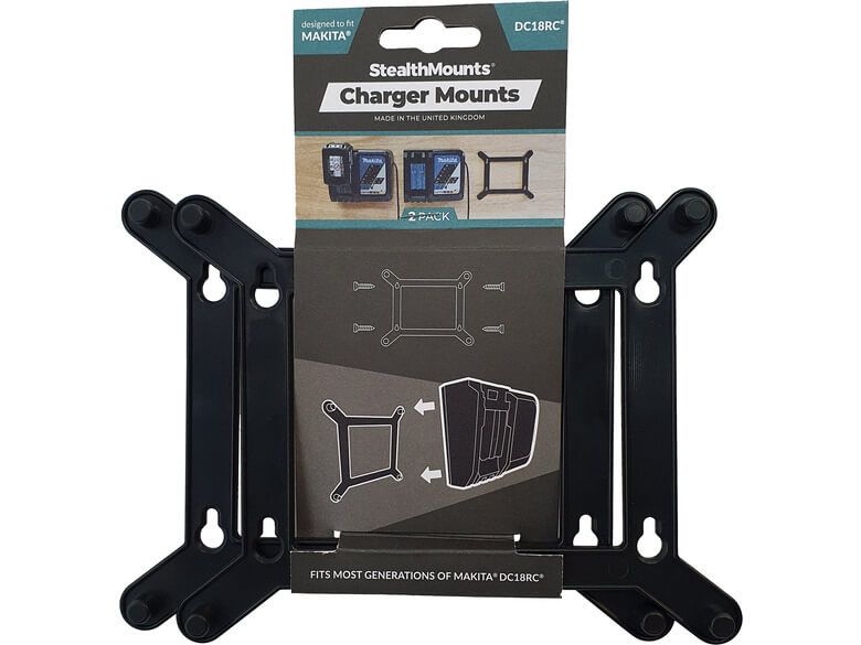 StealthMounts CMC-MK-S Opladerhouder voor Makita 18V LXT snellader DC18RC - Zwart - 2-pack