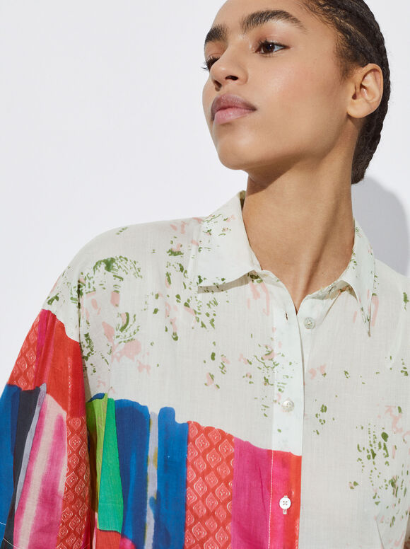 Camisa de algodão estampada - Multicor