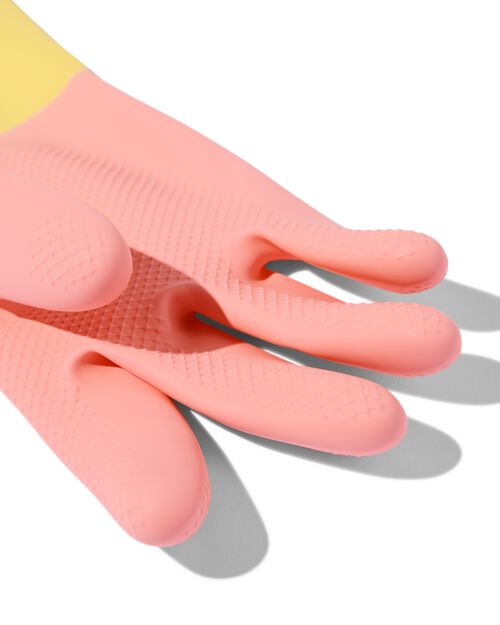 gants de ménage en latex roses M (7-7,5)