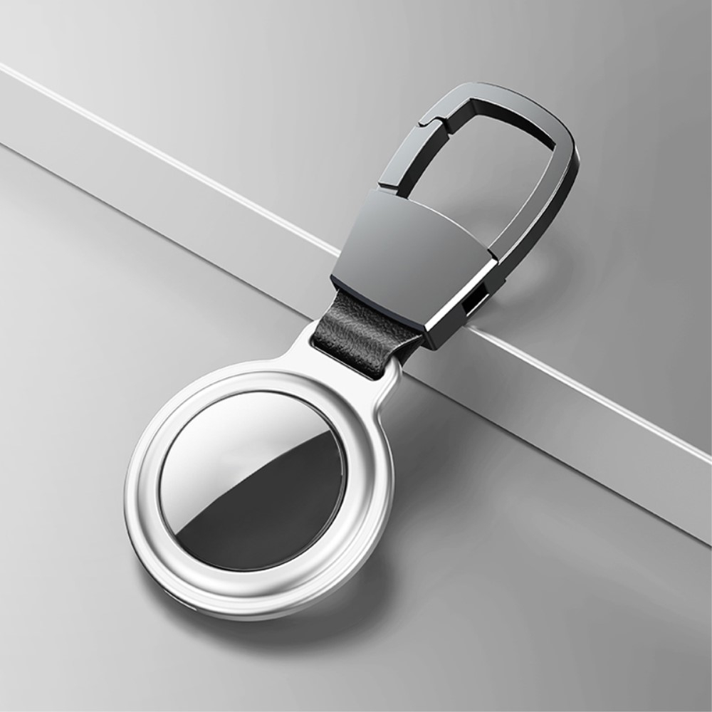 Apple AirTag Magnetische Alu Anhänger Hülle Schlüsselanhänger mit Karabinerhaken (Magnet-Technologie) - Silber
