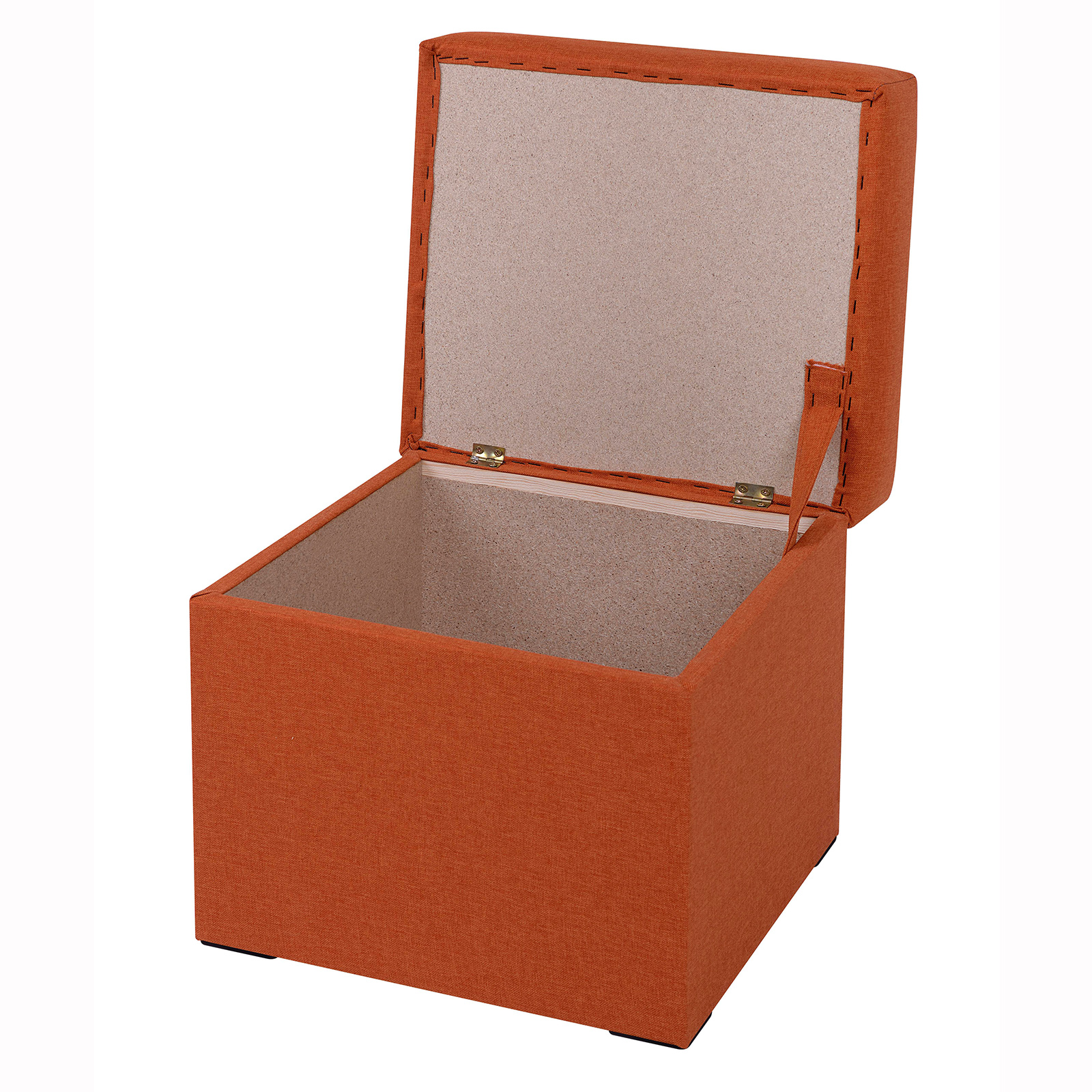Polsterhocker - orange - Microfaser - mit Stauraum