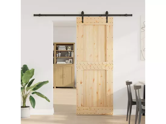 Porte coulissante et kit de quincaillerie 85x210 cm pin massif