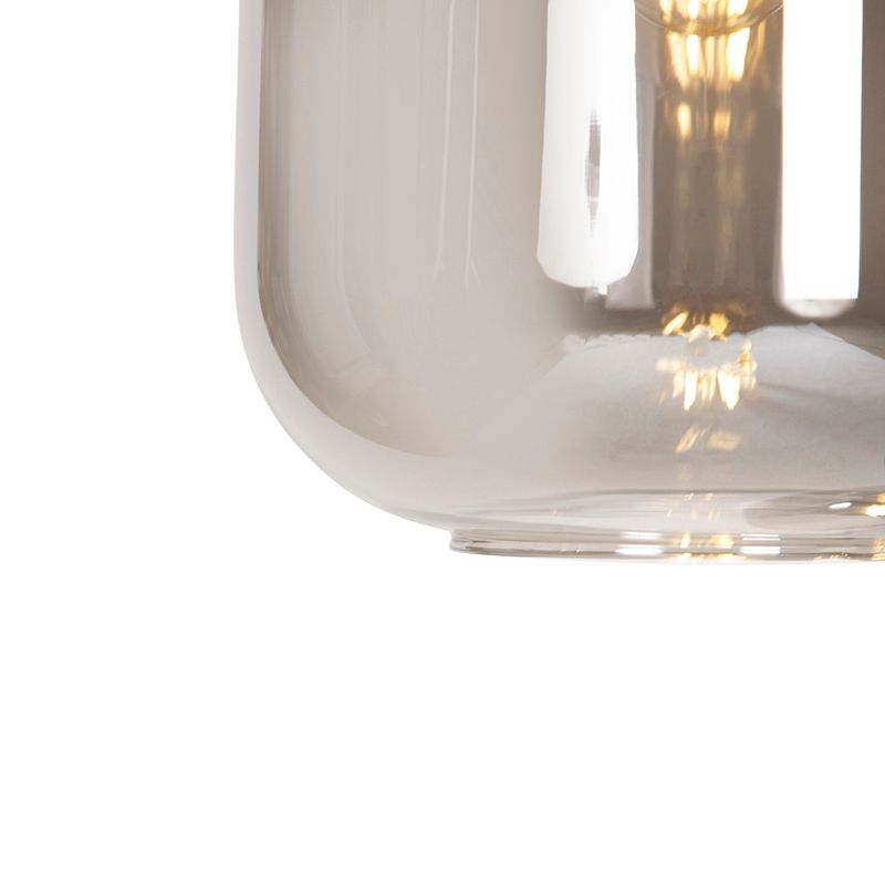 Design hanglamp zwart met goud en smoke glas 3-lichts - Zuzanna