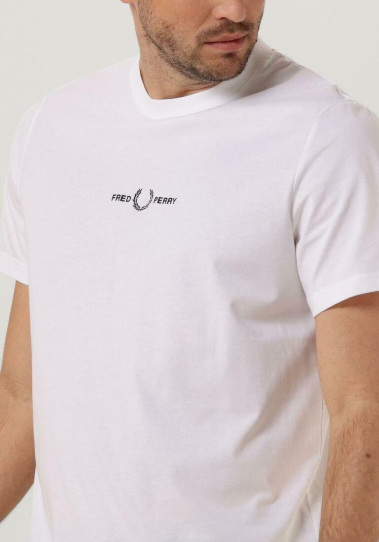 FRED PERRY witte fred perry t-shirt embroidered t-shirt