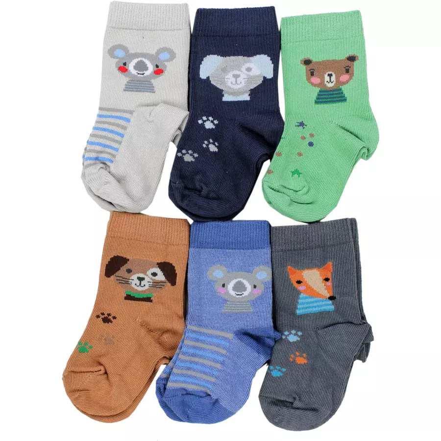 TupTam Kinder Socken Mädchen Jungen Bunt Gemustert 6er Pack braungrün