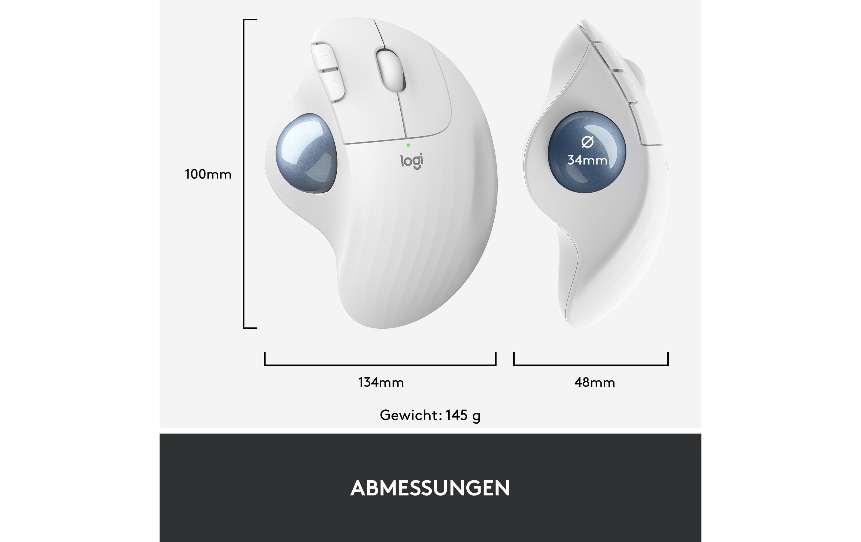 Trackball Ergo M575 for Business Off-whiteKabelloser, ergonomischer Trackball mit Logi Bolt Empfänger