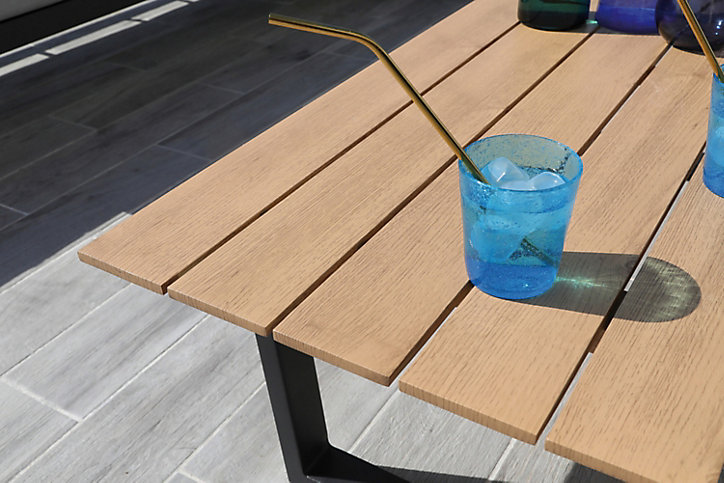 Salon de jardin bas Proloisirs Staten aluminium décor bois