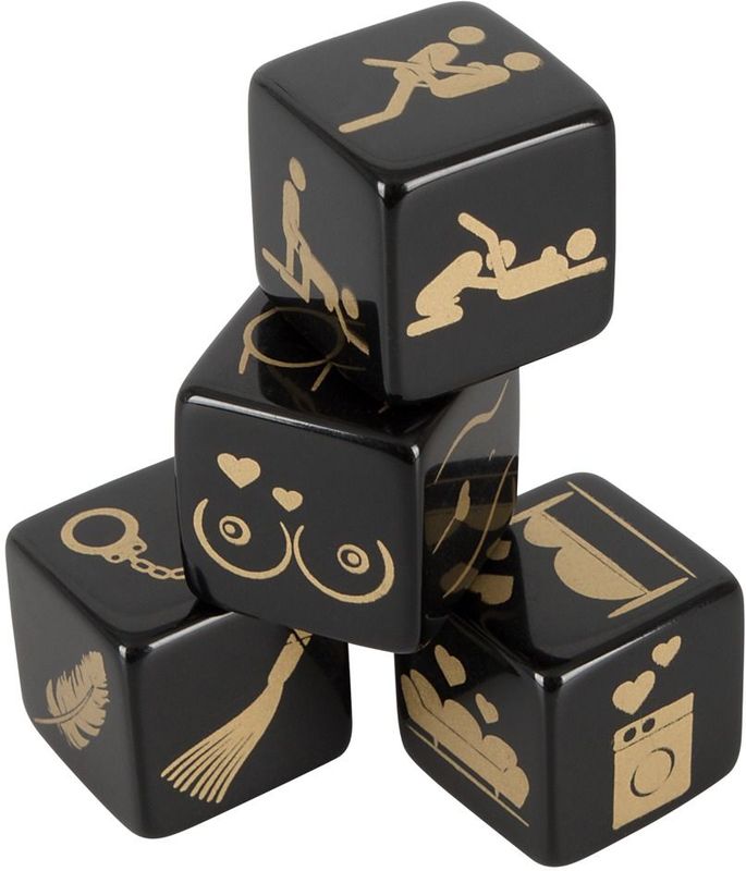 Seks dobbelstenen set - Zwart - 4 Stuks