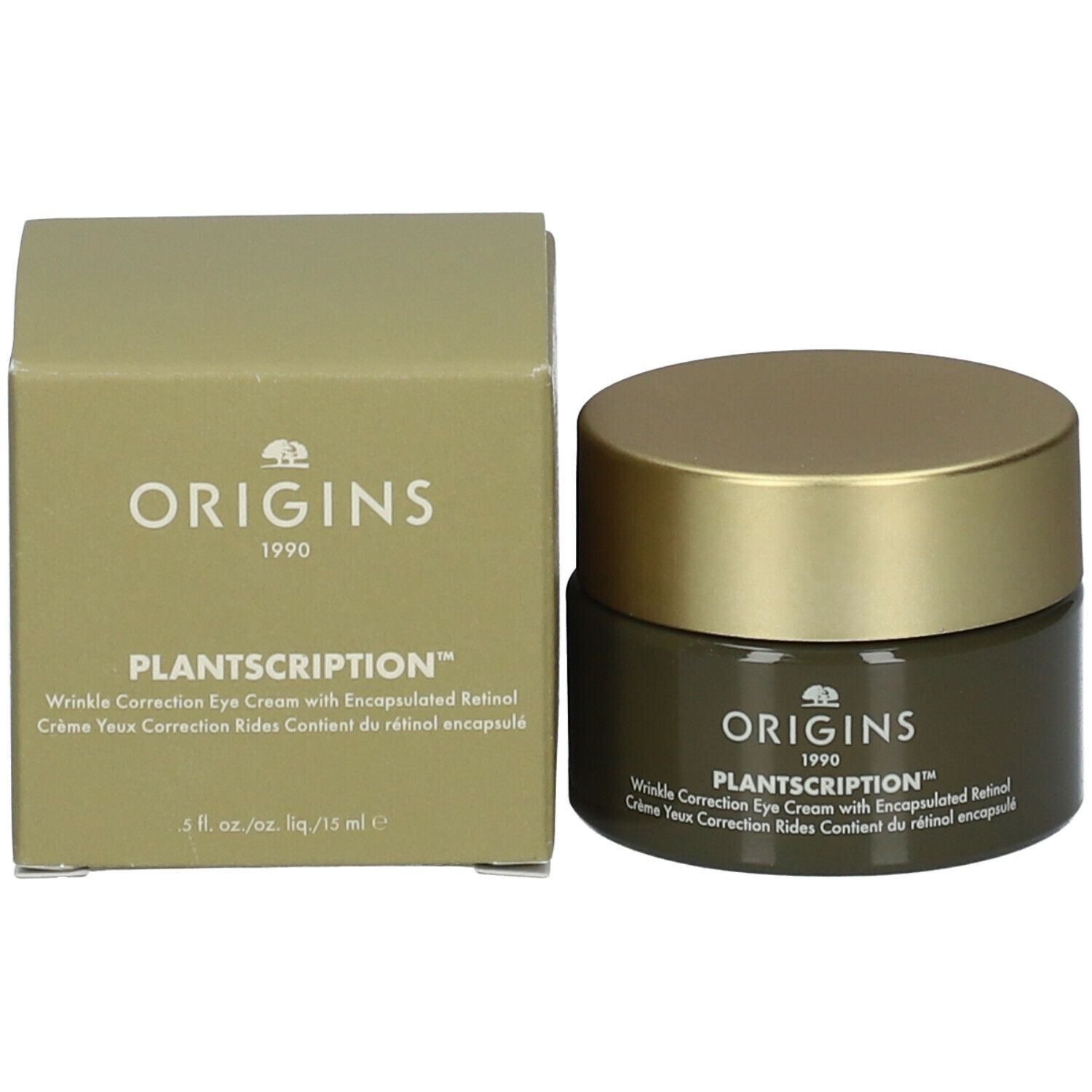 ORIGINS Plantscription™ Wrinkle Correcting Eye Cream with Encapsulated Retinol + GinZing™ SPF40 Energy-Boosting Tinted Moisturizer 15ml GRATIS