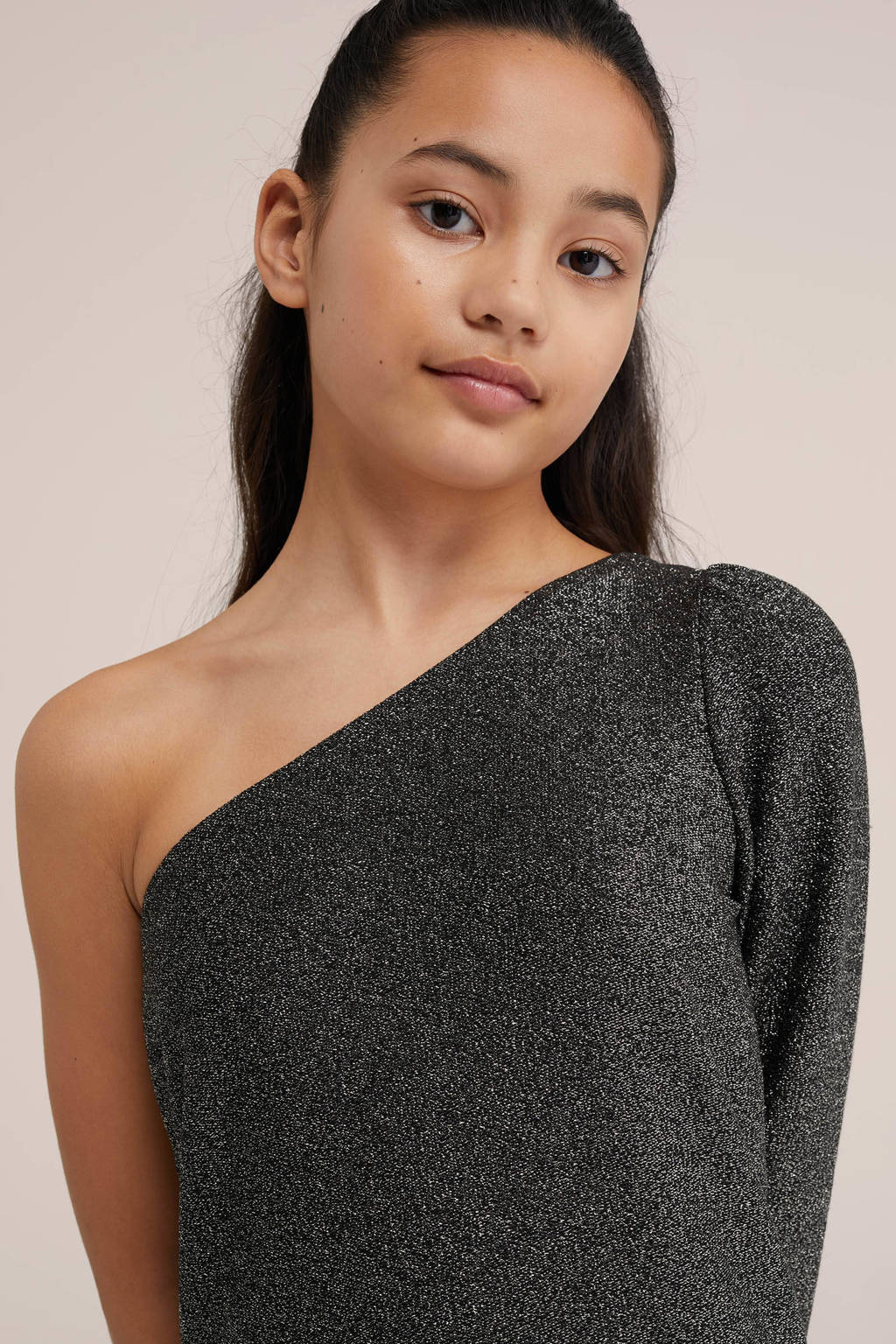 WE Fashion gemêleerde bodycon jurk zilver/zwart