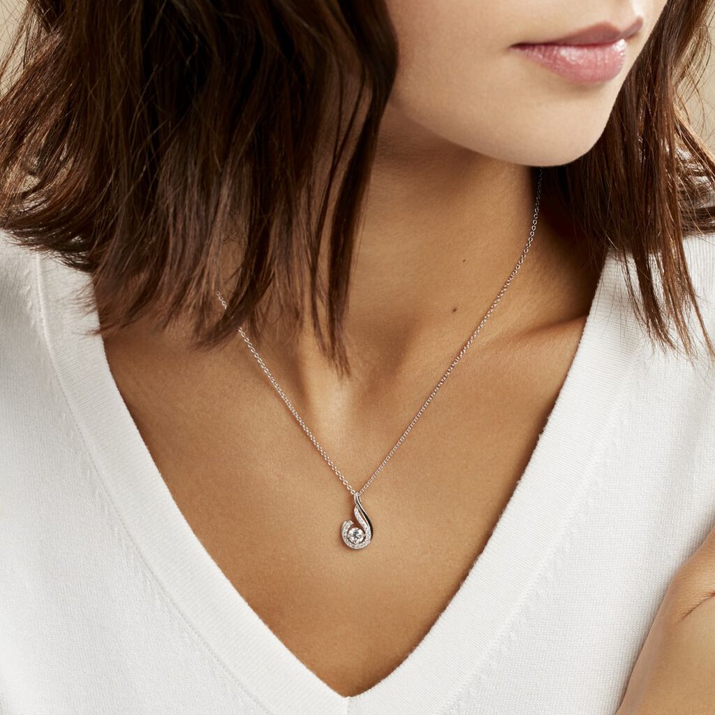 Collier Indian Drop Argent Blanc Oxyde De Zirconium