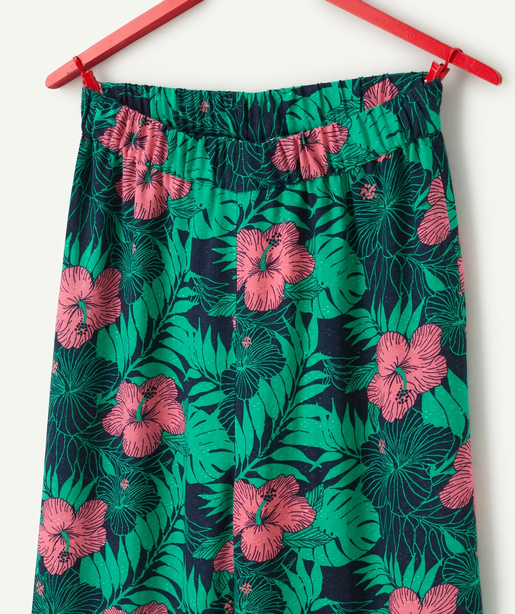 pantalon large fille en viscose responsable imprimé tropical