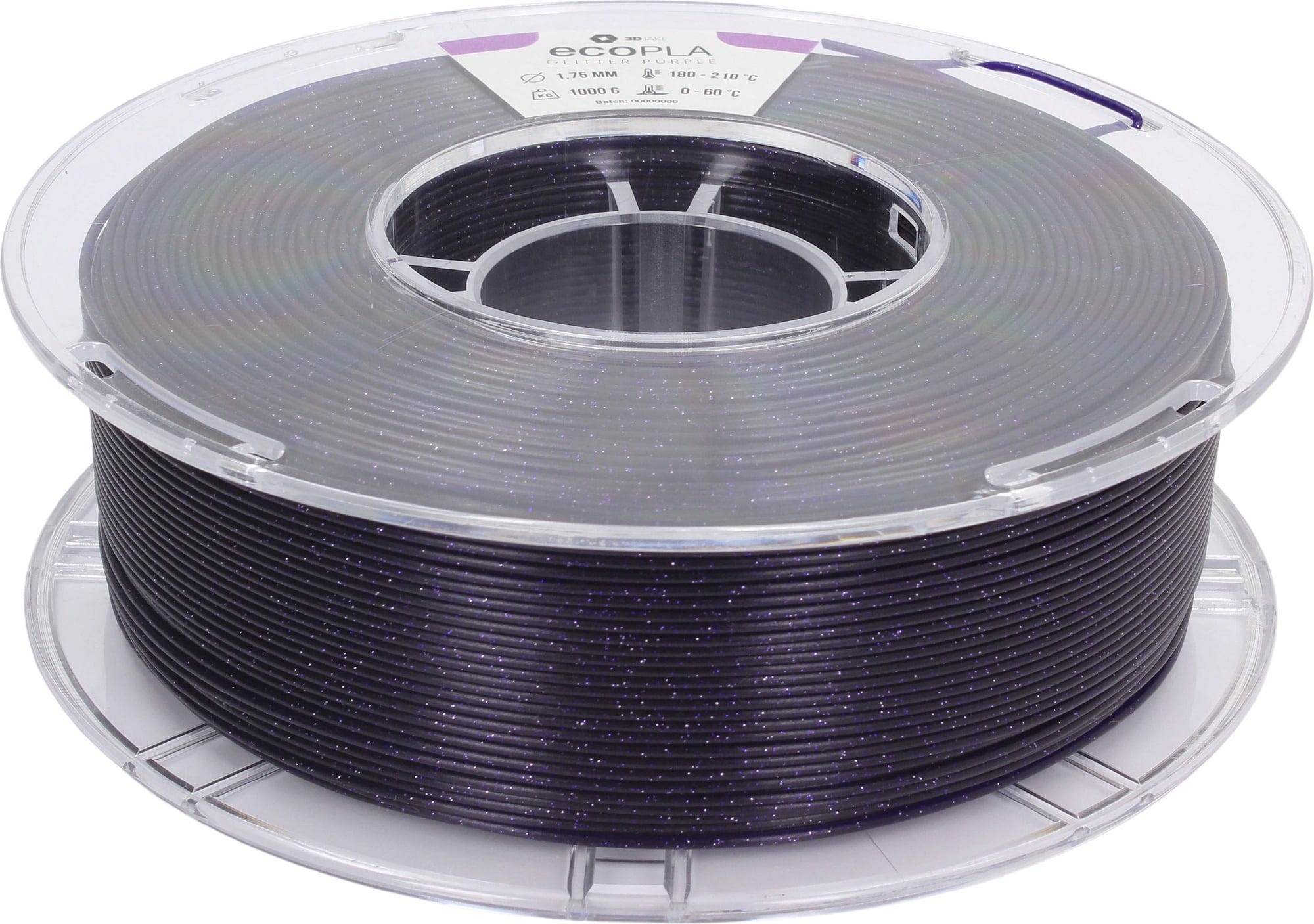 3DJAKE  ecoPLA Sparkling Violett, 1,75 mm / 1000 g    Allround-PLA Filament mit Glitzer