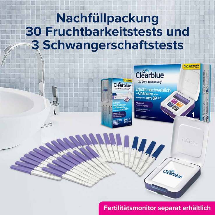 Clearblue Fertilitätsmonitor Teststäbchen 30 + 3, 33 St