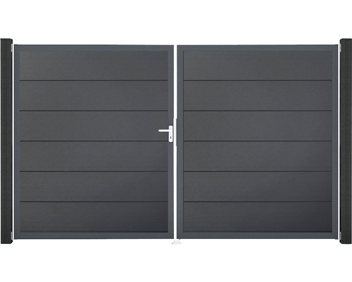 Dubbele poort GroJa BasicLine links voorgemonteerd zonder palen, frame antraciet 300 x 180 cm antraciet