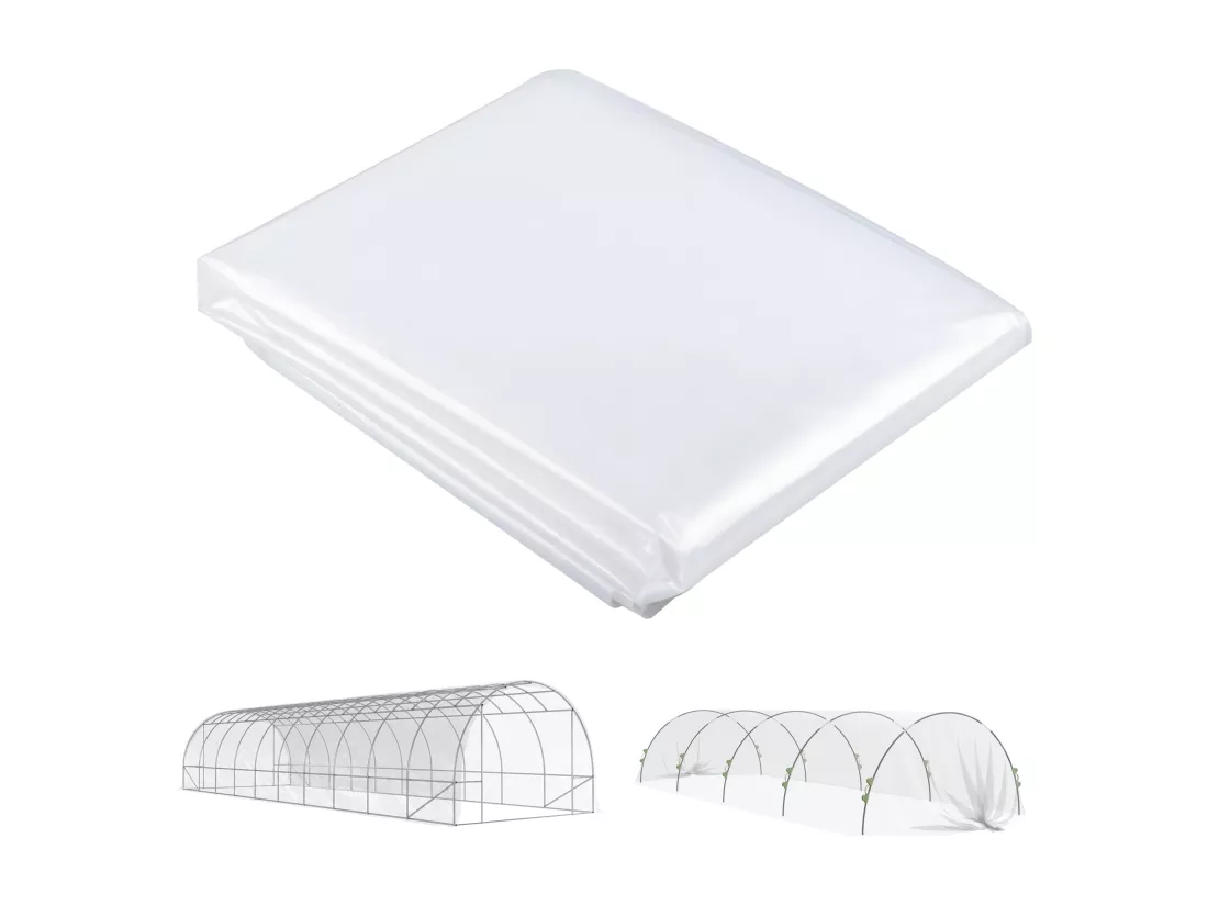 Bâche de rechange serre tunnel 6 x 10 m PP haute densité 150 g/m² transparent