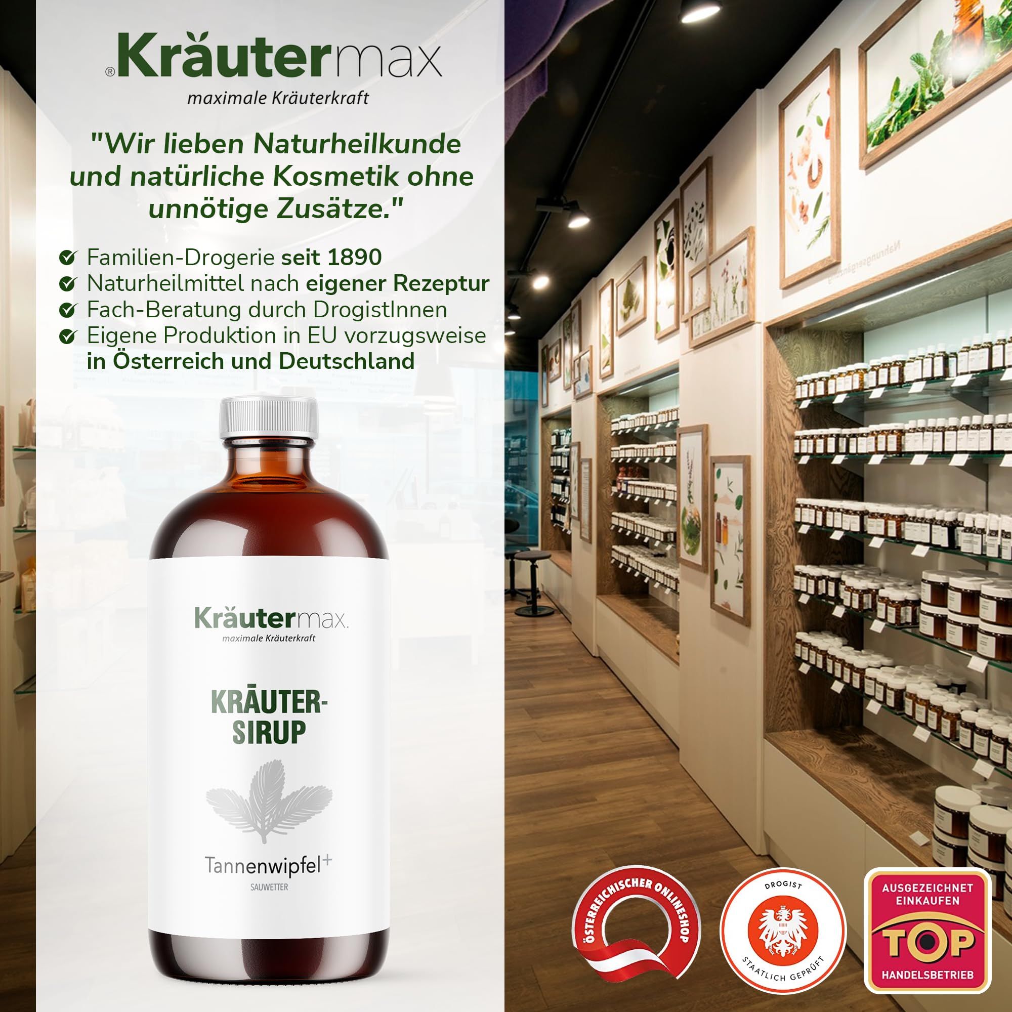 Kräutermax Kräuter-Sirup Tannenwipfel plus Spitzwegerich, Thymian