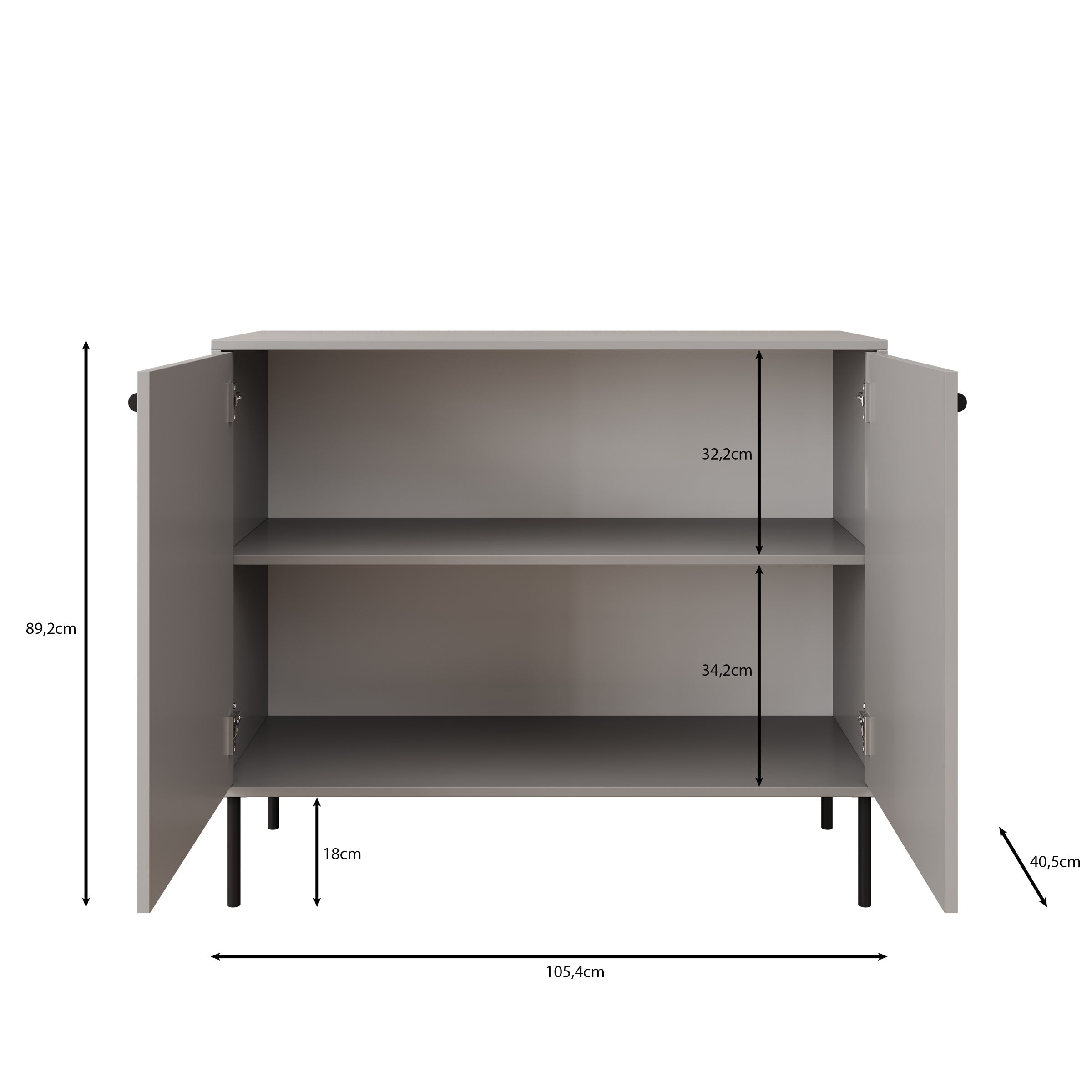 Meubella - Dressoir Ilux - Grijs - 105 cm