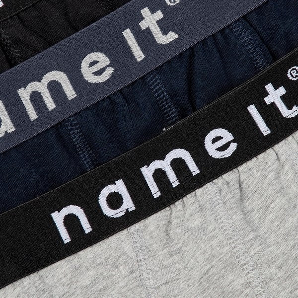 Køb Name it Black/Grey Melange 3-pak Noos Boxershorts