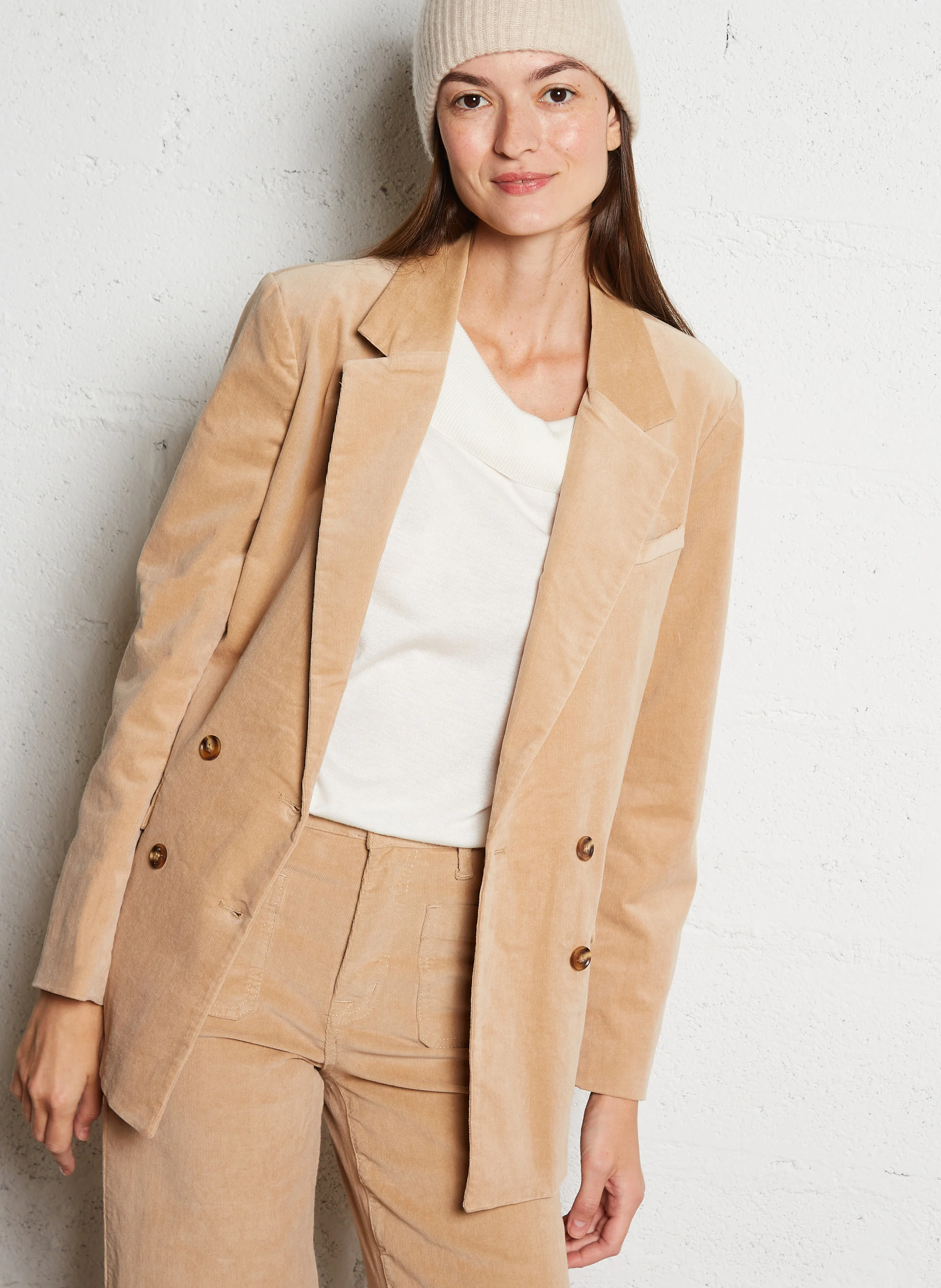 VICTOIRE - Veste tailleur ample en coton mélangé | Beige