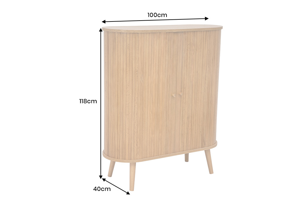 Retro Highboard VALHALLA WOOD 120cm natur Eichenholz Schiebetüren
