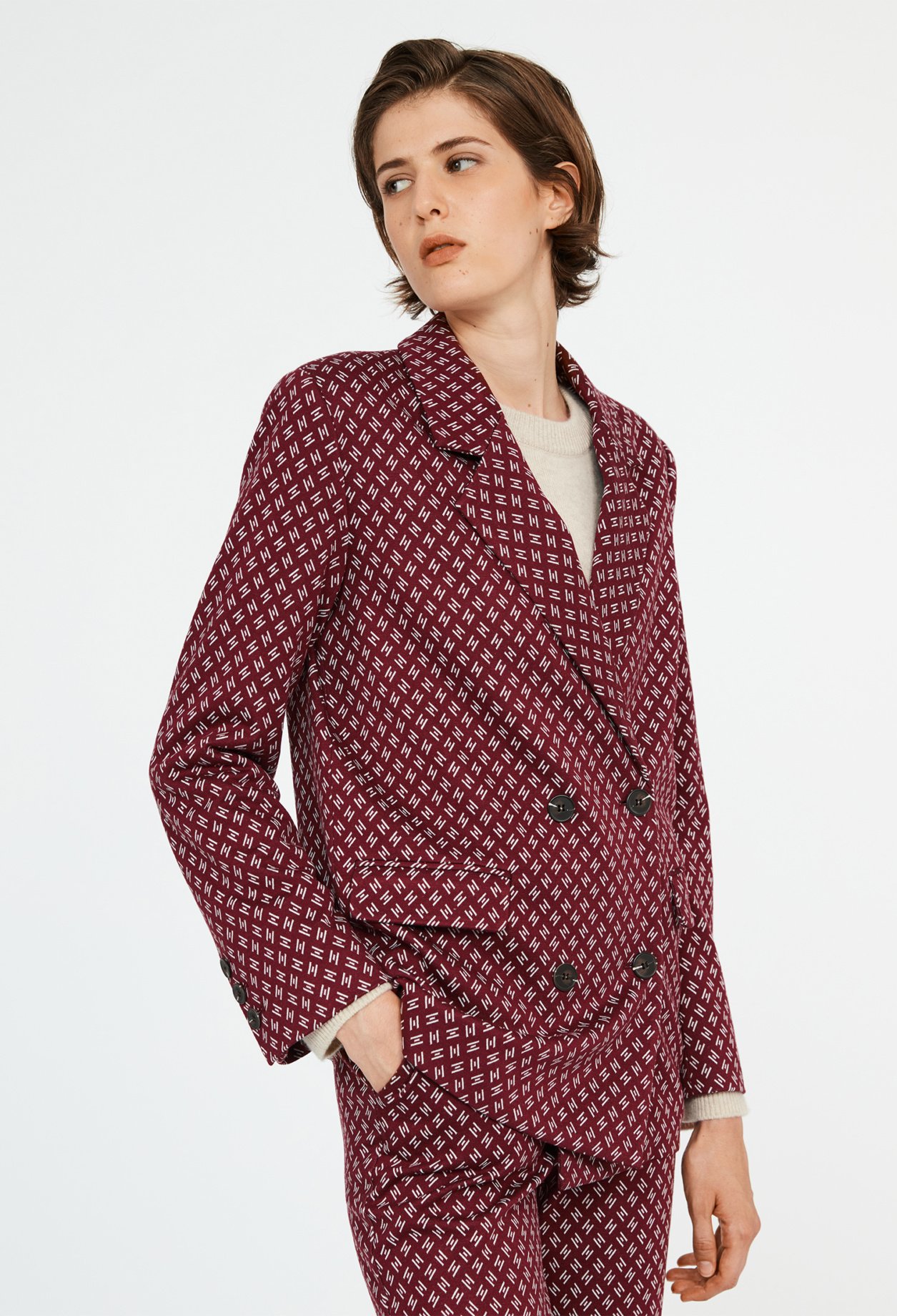 Veste bicolore de blazer imprime