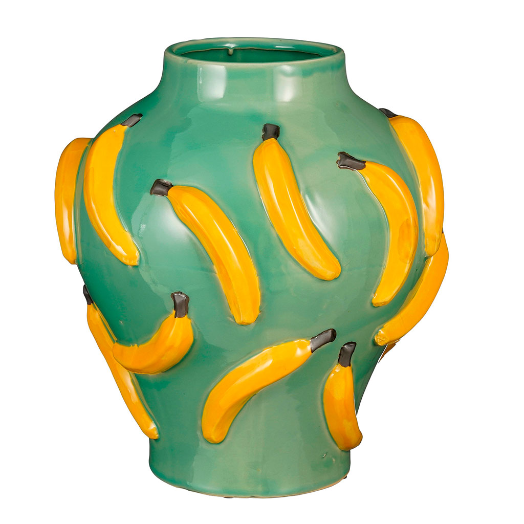 Vase céramique banane vert clair H 37.5cm