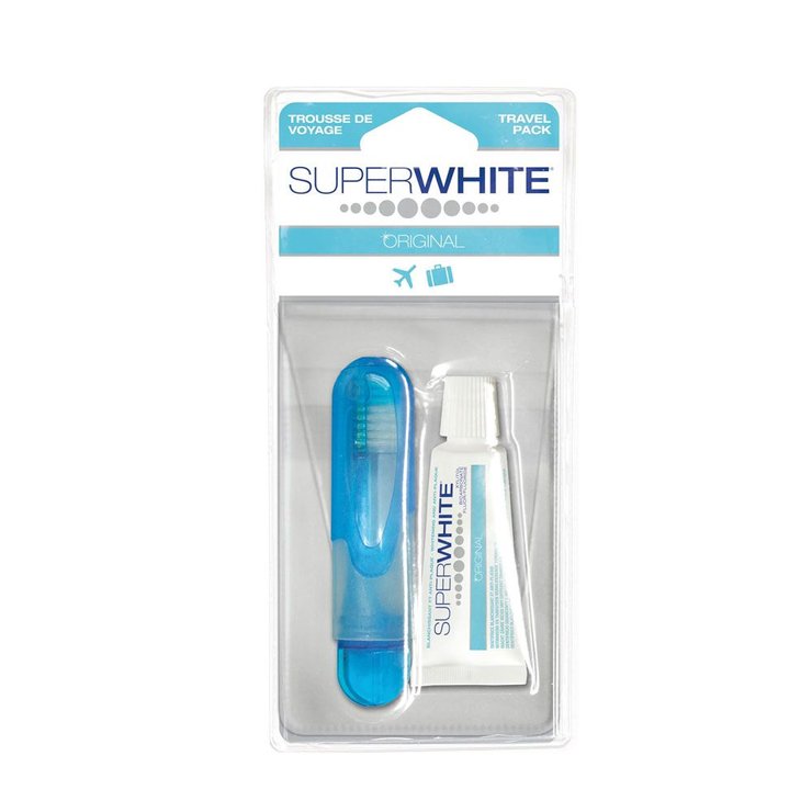 Trousse De Voyage Dentifrice Blancheur + Brosse A Dents Pliable 15ml Superwhite