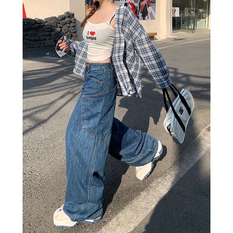 Denimot - Mid Waist Washed Wide Leg Jeans (Diverse designs)