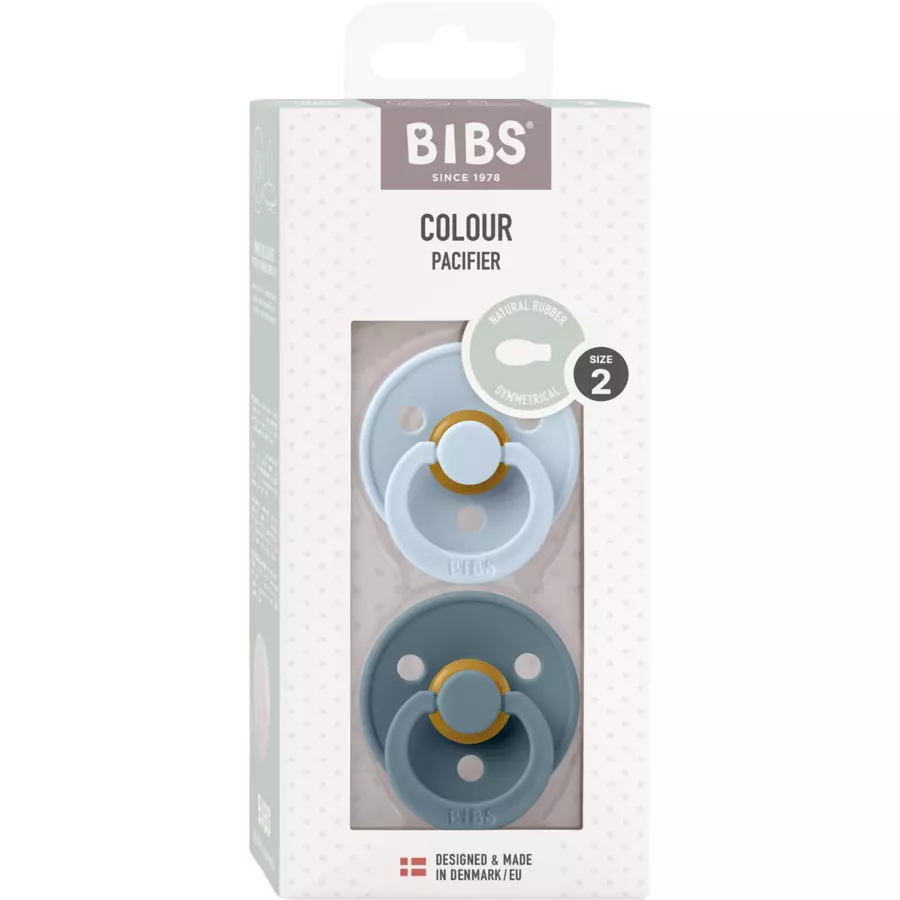 BIBS® Schnuller Colour Symmetrischer Sauger Baby Blue & Petrol 6-18 Monate, 2 Stk.