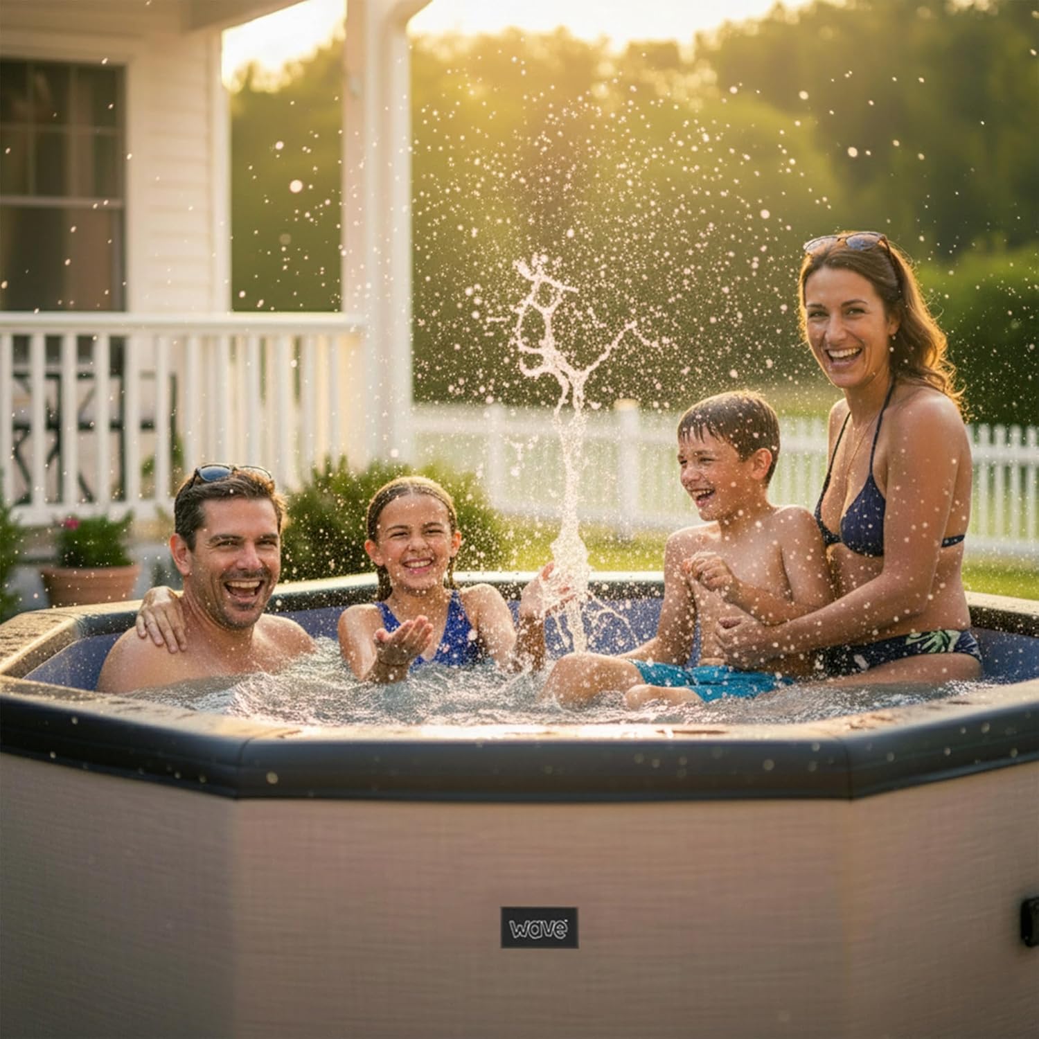 Wave Eco Foam Spas | Tragbarer Outdoor-Hot Tub mit schneller Aufheizung | Strapazierfähiges PVC-Material | Einfacher Aufbau (Como, 6 Personen | Graphitgrau)