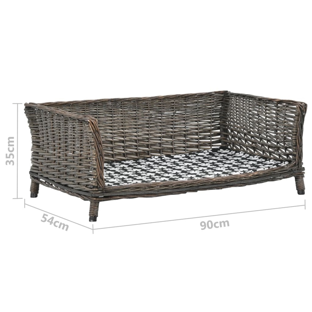Panier pour chiens avec coussin 90 x 54 x 35 cm saule naturel gris