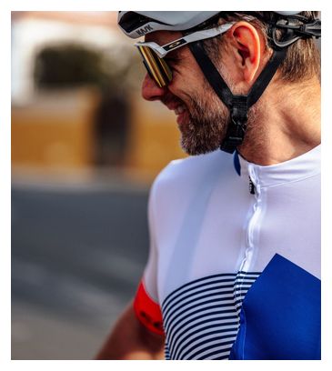 Maillot Manches Courtes Le Col Sport Léger Bleu/Blanc