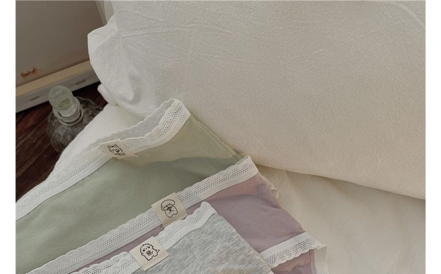 Single Park - Effen panty met kanten rand / set