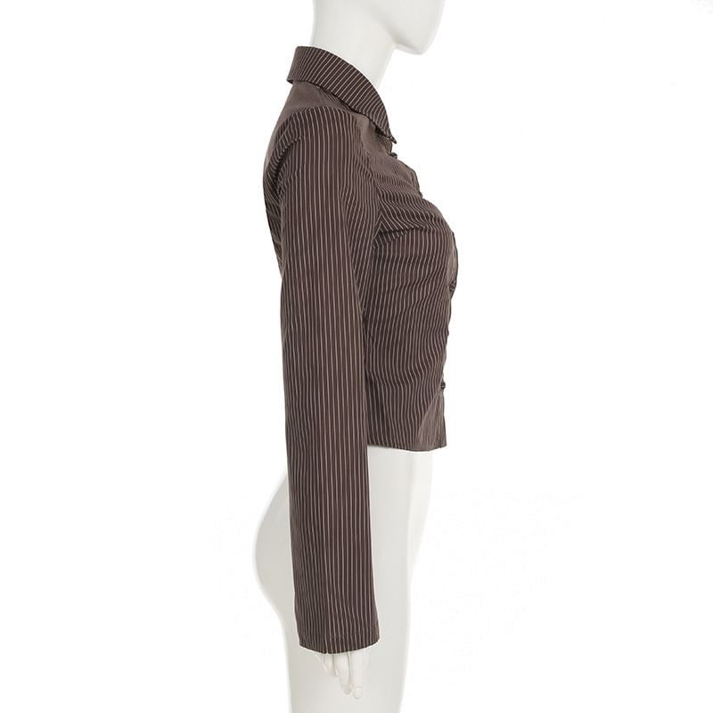 BrickBlack - Gestreept slim fit overhemd met lange mouwen
