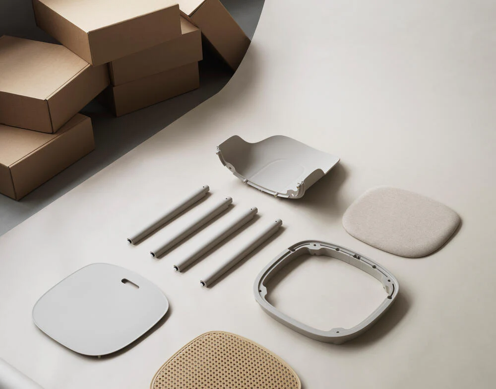 Normann Copenhagen  Allez stol, fletsæde - grå/egetræ