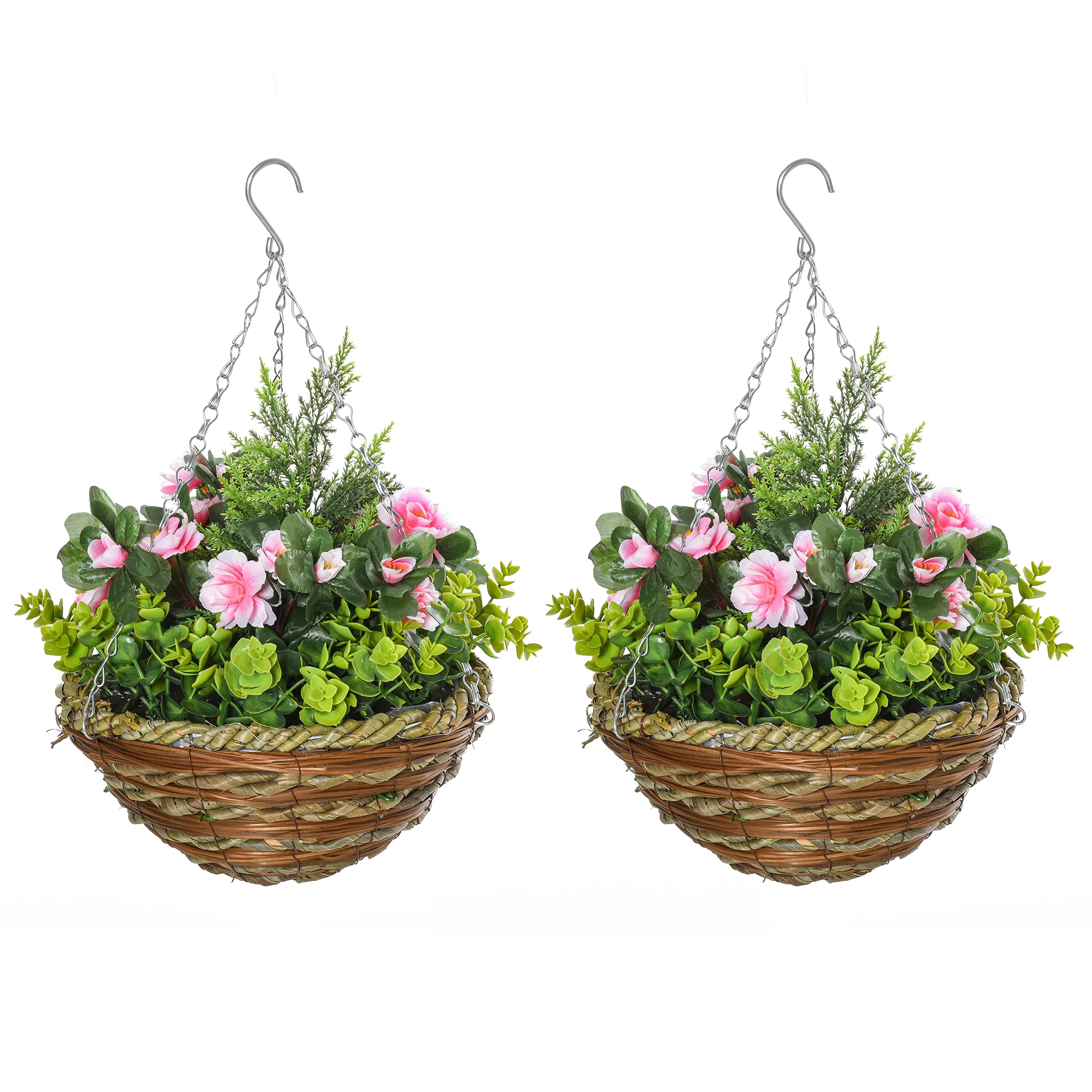 Planta artificial rosa e verde da Outsunny